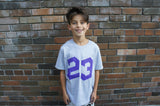 23 Youth Teeshirt (Grey with Purple)
